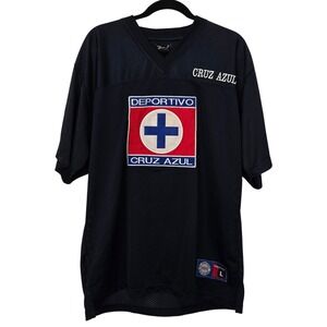 Vintage 2004 Cruz Azul Soccer Jersey Mens L Black Mesh Blokecore Y2K Novelty Tag